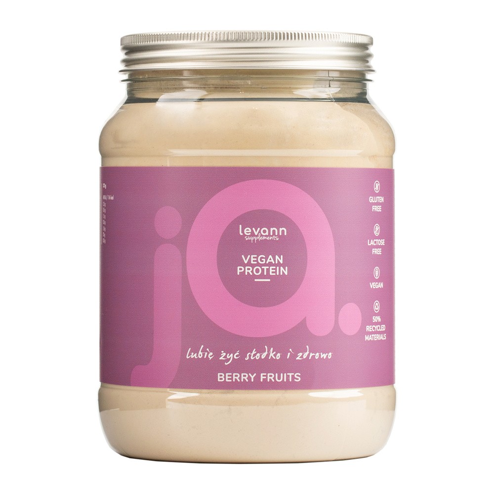LEVANN “jA” VEGAN PROTEIN Wegańskie proteinowe białko o smaku owoców leśnych – proszek 500g