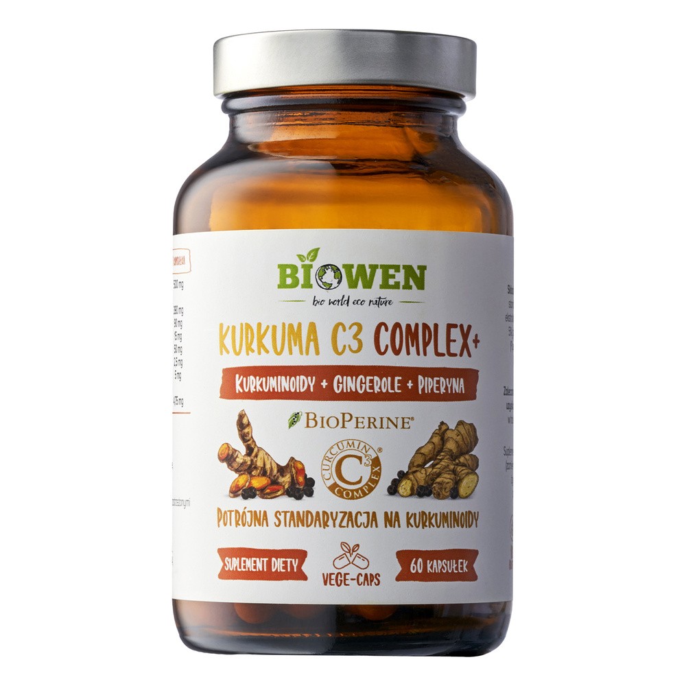 Biowen, Suplement diety, Kurkuma C3 Complex kurkumina, piperyna, imbir, 60 kaps.