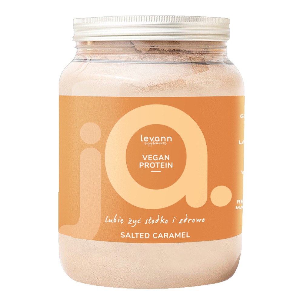 LEVANN “jA” VEGAN PROTEIN Wegańskie proteinowe białko o smaku słonego karmelu – proszek 500g