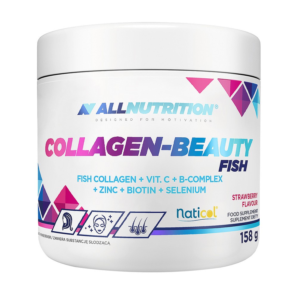 Allnutrition Collagen–Beauty Fish Proszek o smaku truskawkowym, 158 g