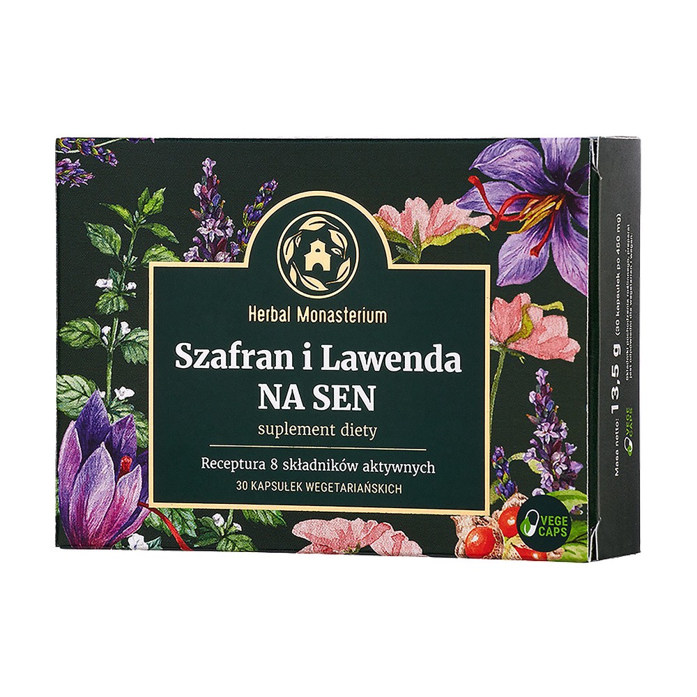 Herbal Monasterium Szafran i Lawenda na sen, Suplement diety, 30 kapsułek