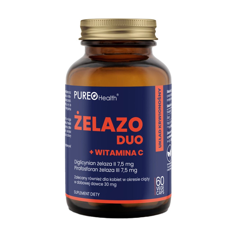 PUREO Health Żelazo Duo + Witamina C, 60kaps. >> 0zł za wysyłkę przy zakupach od 149 zł 