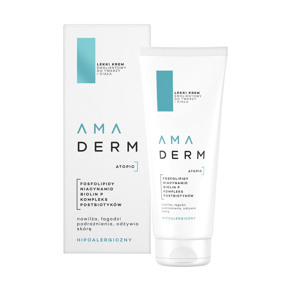 AMADERM Atopic Lekki krem emolientowy do twarzy i ciała, 200ml