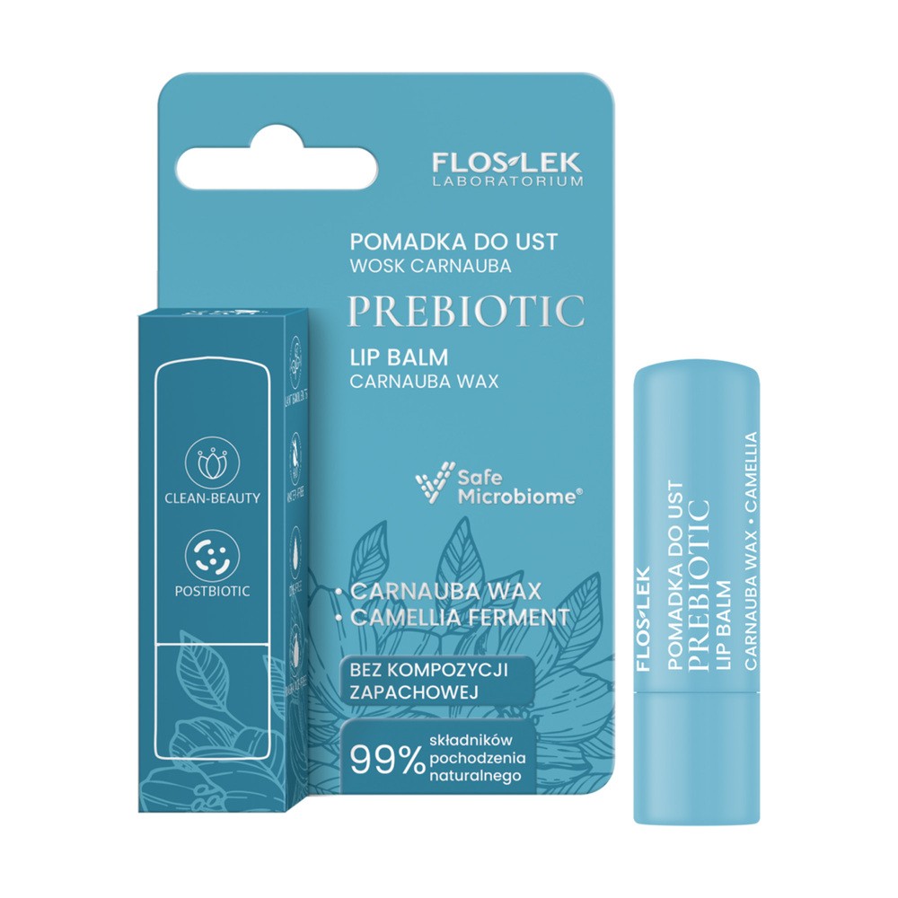 Floslek Laboratorium Prebiotic, pomadka do ust, wosk carnauba, 4 g