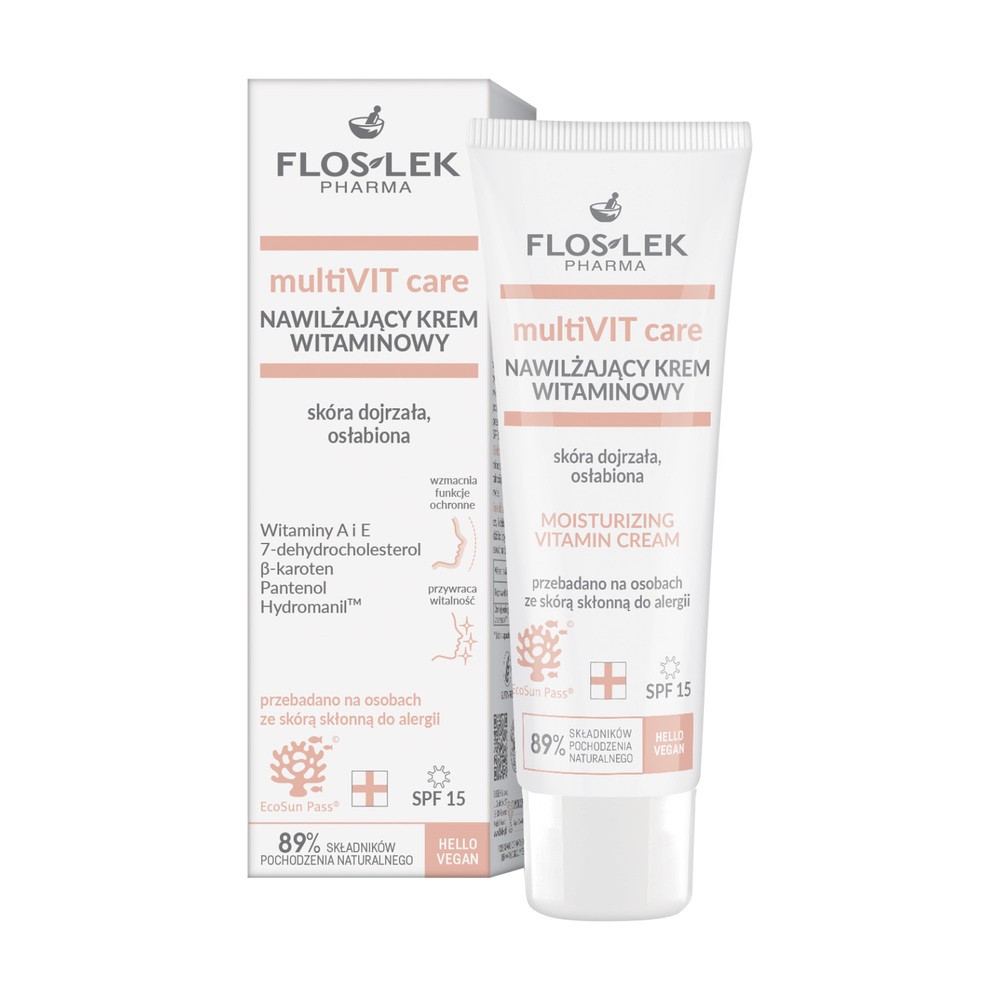 FLOSLEK PHARMA MultiVIT Care Nawilżający Krem witaminowy SPF15 na dzień - skóra dojrzała,osłabiona  50ml