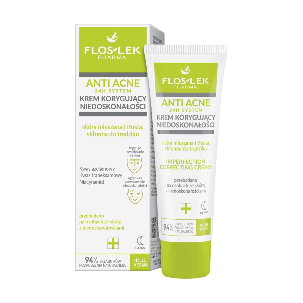 Floslek, Anti-Acne 24h System, Krem korygujący niedoskonałości, 50ml