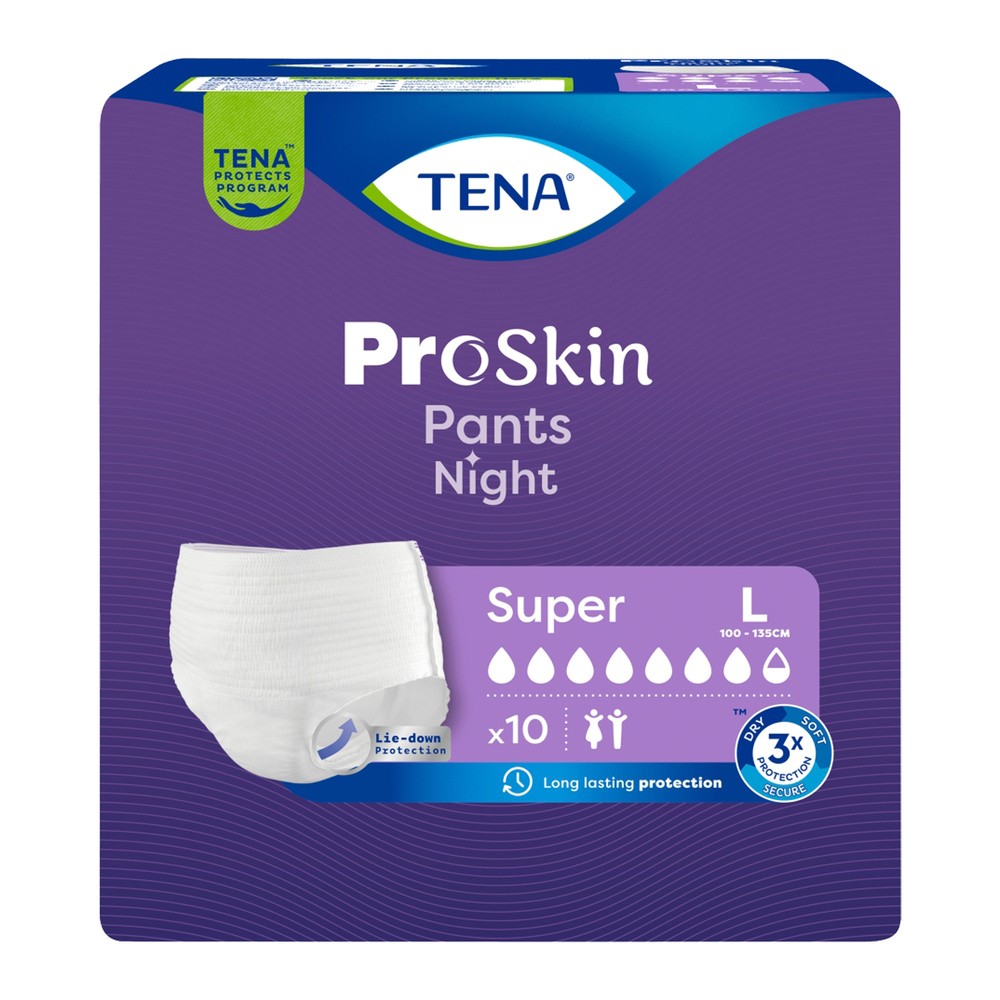 Tena Pants Proskin Majtki Chłonne Super Night L, 10 Sztuk