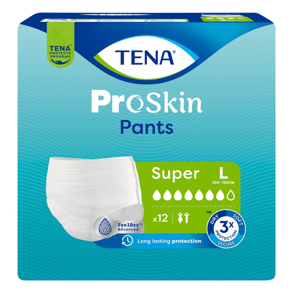 Tena Pants Proskin, majtki chłonne, rozmiar L, 100-135 cm, Super, 12 sztuk