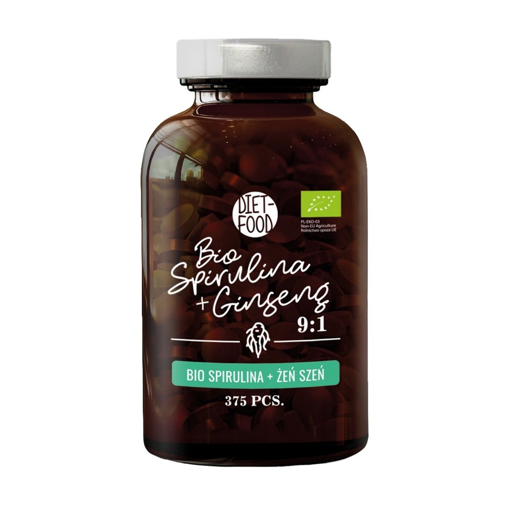 Diet-Food BIO SPIRULINA Z ŻEŃ SZENIEM - TABLETKI 375 szt. 5906395147779