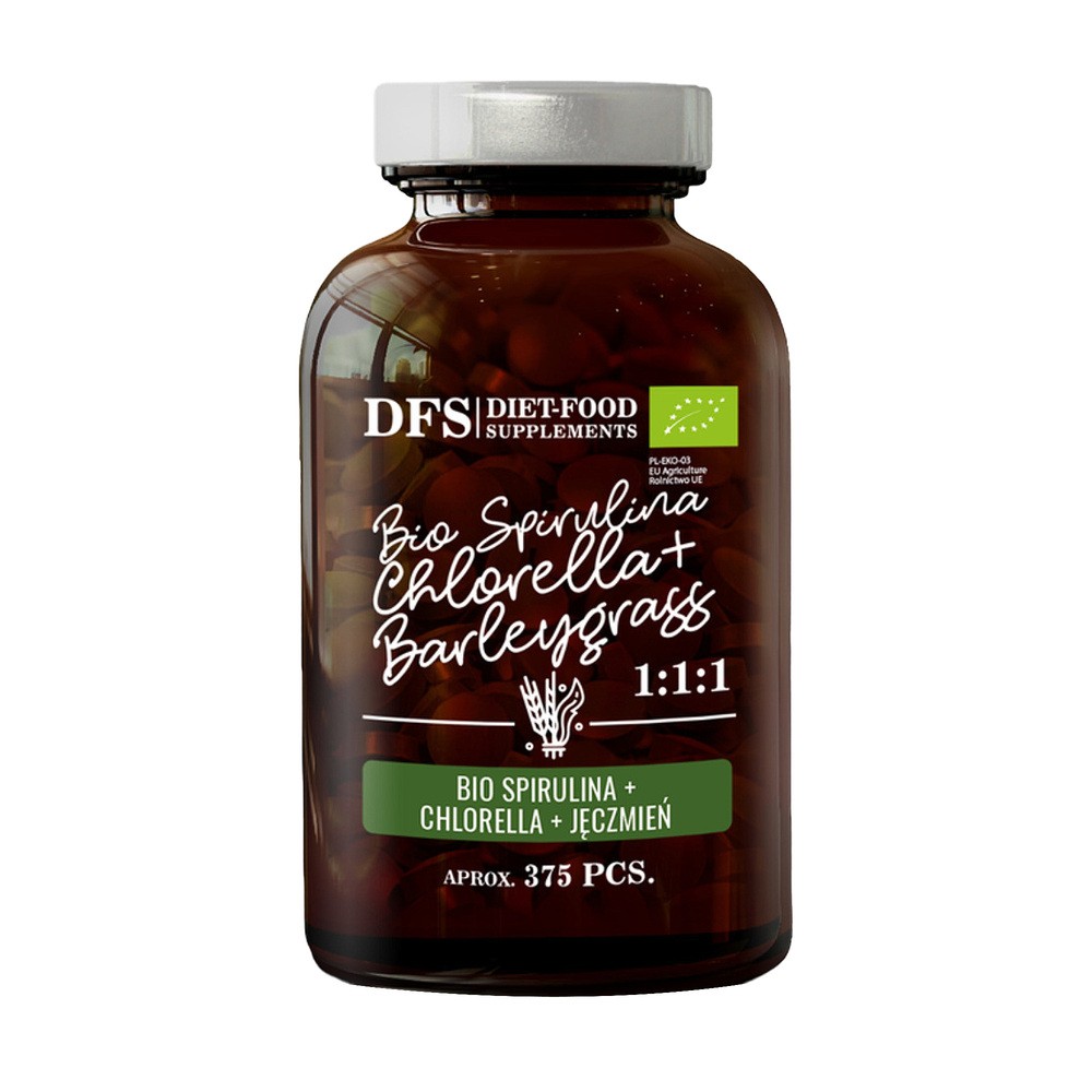 Diet-Food Bio Spirulina + Bio chlorella + Bio jęczmień, tabletka, 375 szt.