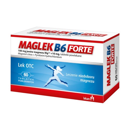 Maglek B6 Forte lek z magnezem i witaminą B6, 60tabl >> 0zł za wysyłkę przy zakupach od 149 zł 