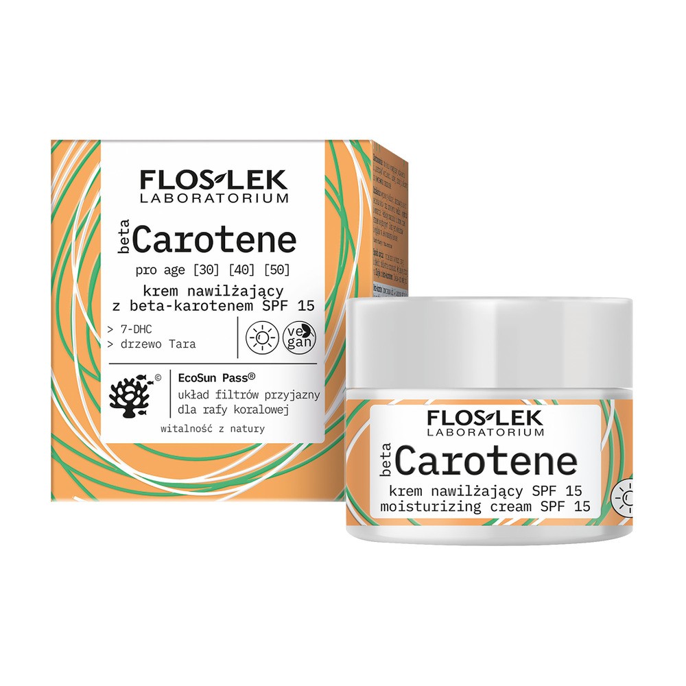 Flos-Lek betaCarotene Pro Age krem nawilżający z beta-karotenem na dzień SPF 15 50 ml