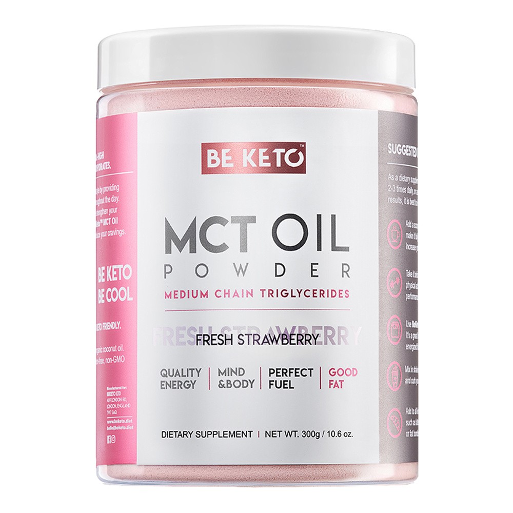BeKeto, Olej MCT w proszku Świeża Truskawka, 300 g
