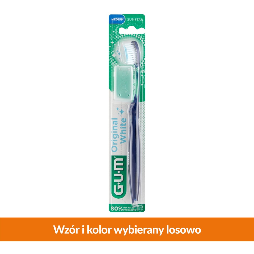 Sunstar GUM Butler Original White (653) - wybielająca szczoteczka do zębów doskonale usuwająca płytkę nazębną - MEDIUM