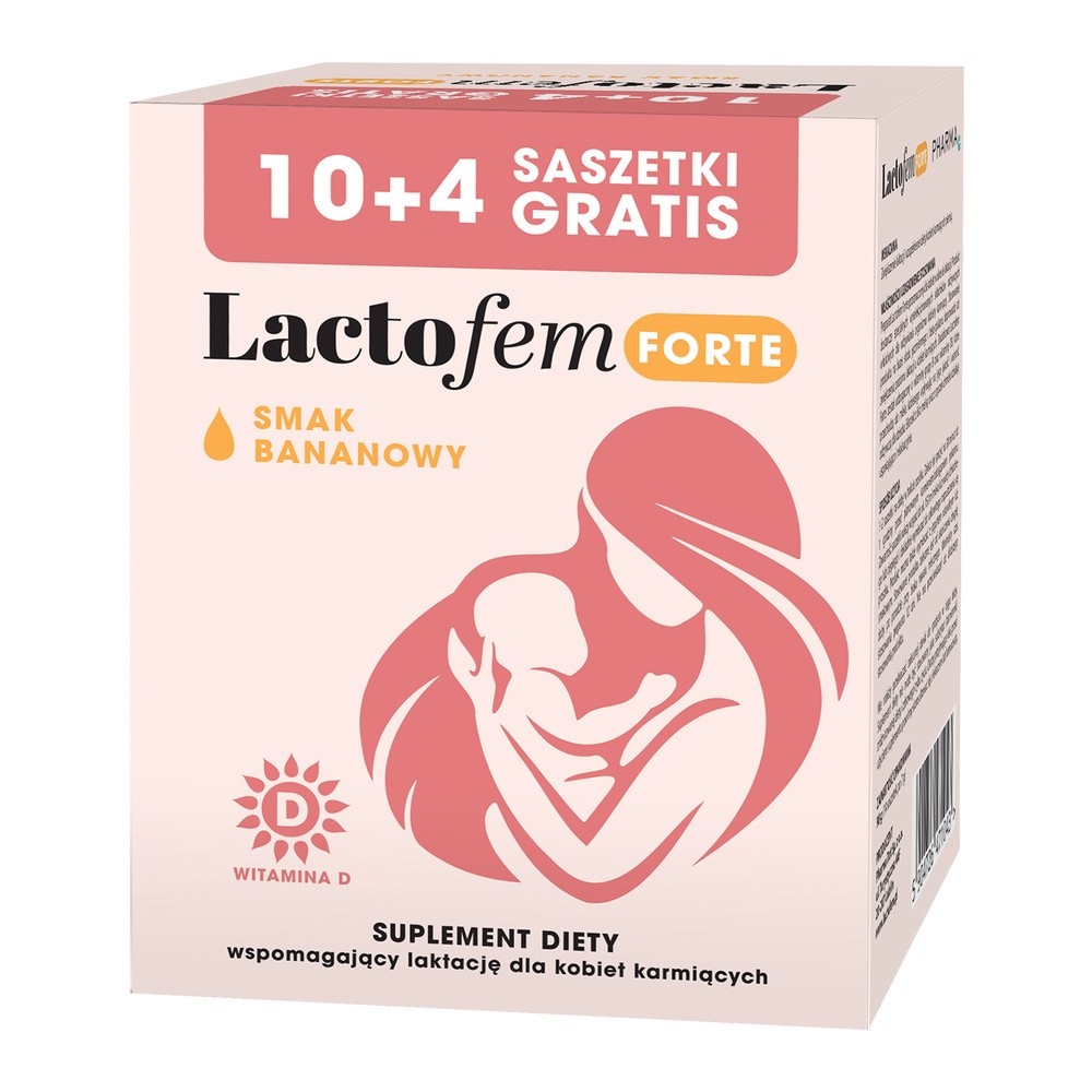 Lactofem Forte, smak bananowy, 10 saszetek + 4 saszetki gratis