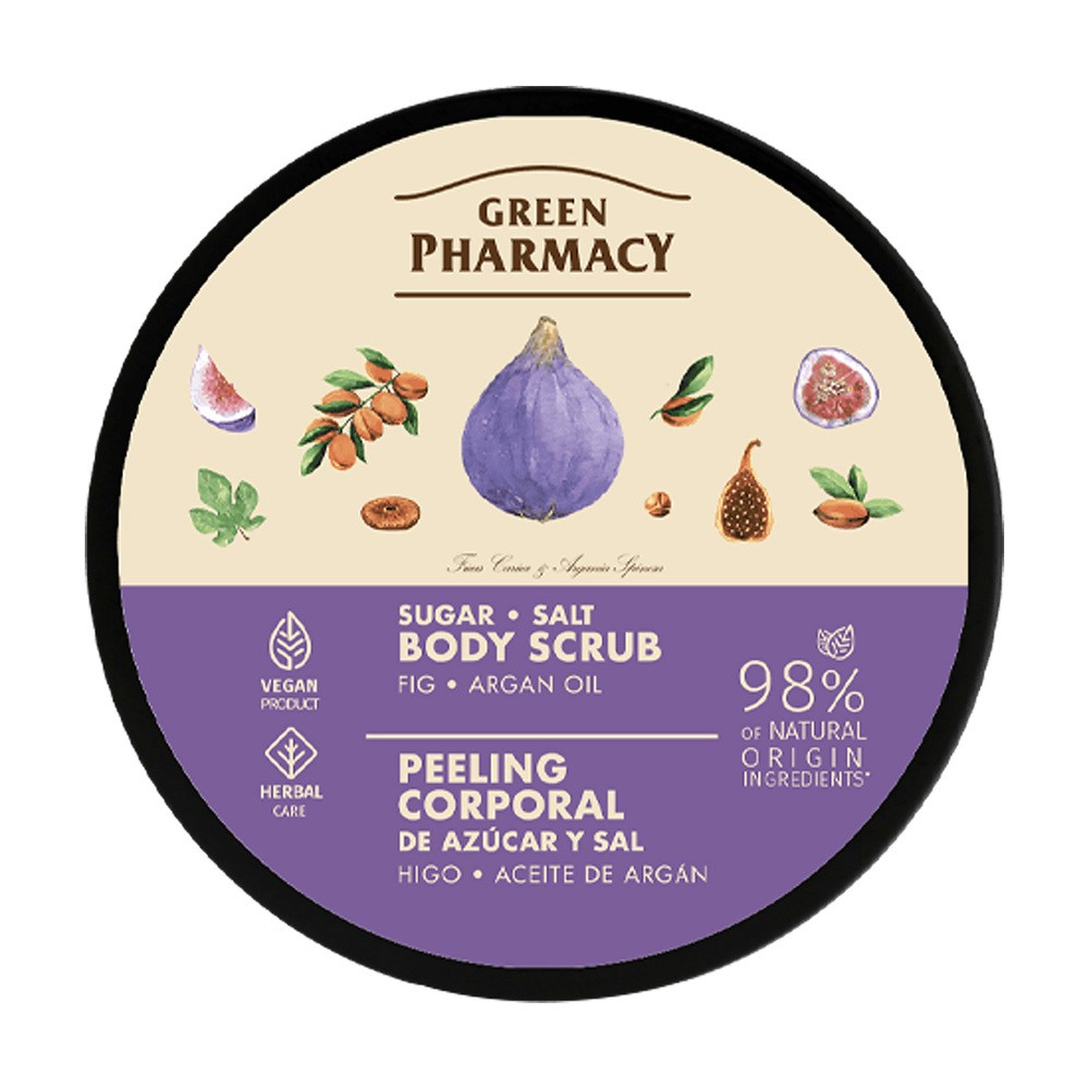 GREEN PHARMACY Peeling cukrowo-solny do ciała Figi i Olej arganowy, 200ml