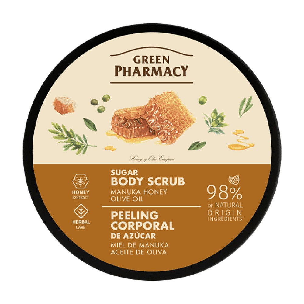 GREEN PHARMACY Peeling cukrowy do ciała Miód manuka i Oliwa z oliwek, 200ml