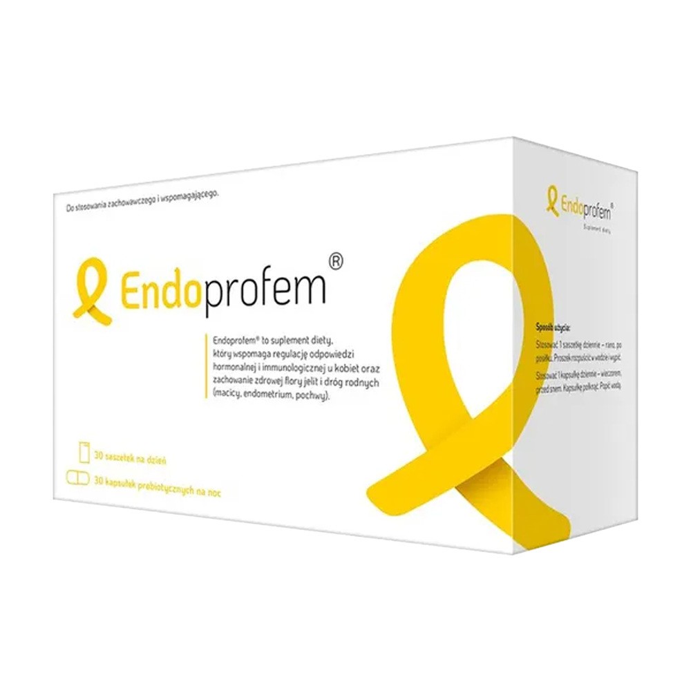 Suplement diety, Establo Pharma Endoprofem, 30 saszetek na dzień + 30 kapsułek probiotycznych na noc