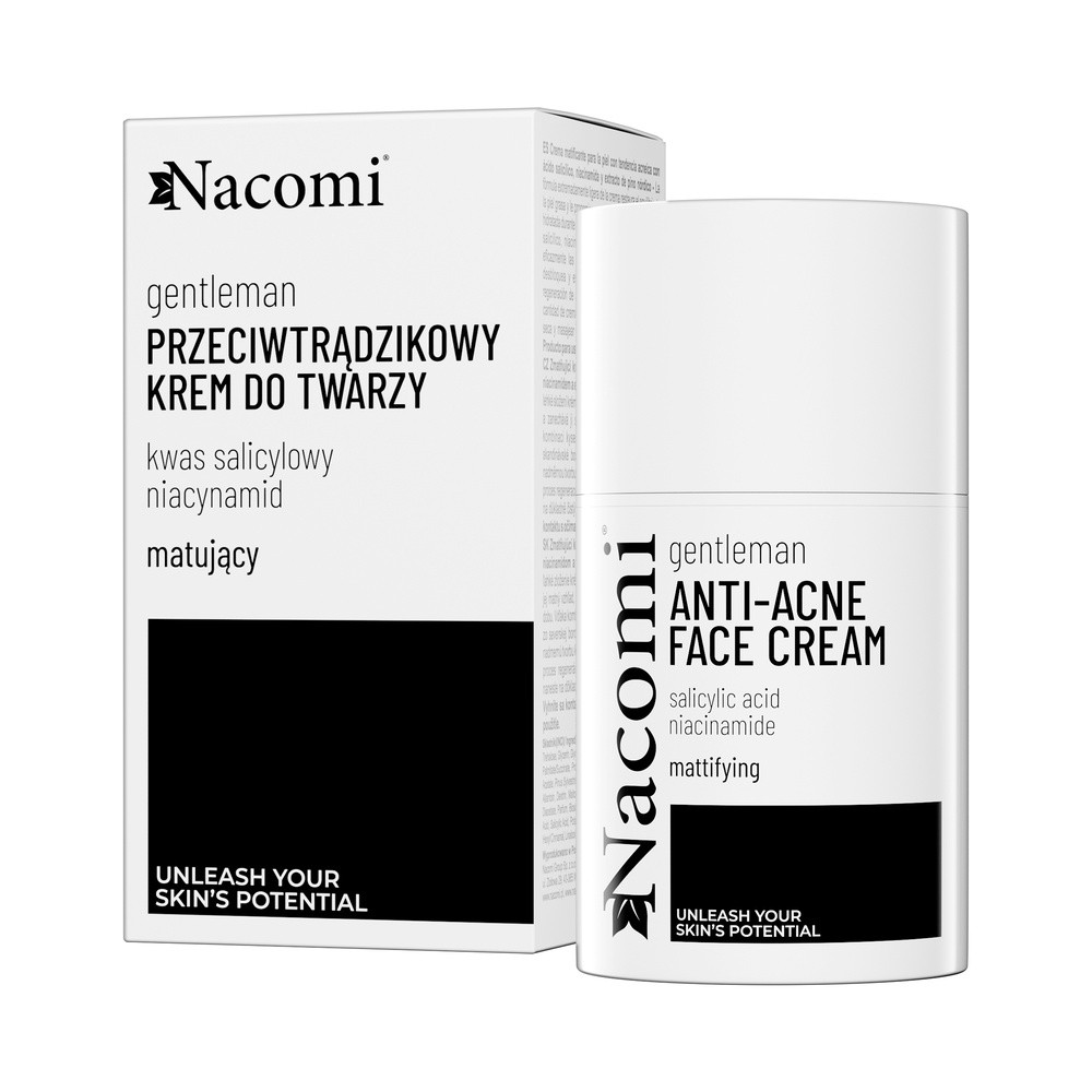 Nacomi, Matujący Krem do skóry trądzikowej z kwasem salicylowym, niacynamidem i ekstraktem z sosny nordyckiej, 50ml