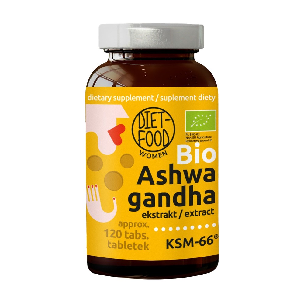 Diet-Food Ashwagandha ekstrakt (300 mg) Suplement diety 120 tab. bio