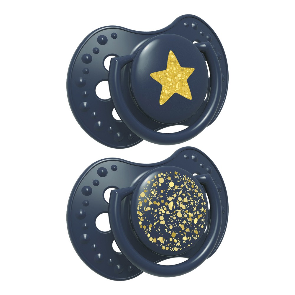 LOVI Lovi Smoczek silikonowy dynamiczny 3-6m Stardust blue 2szt
