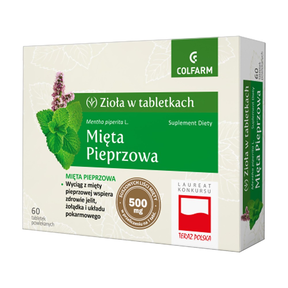 Suplement diety, Suplement diety, Colfarm, Mięta pieprzowa, na żołądek, na jelita 60 tabletek