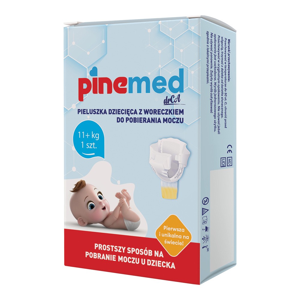 PINEMED Pieluszka dziecięca z woreczkiem do pobierania moczu 11+ kg, 1szt.