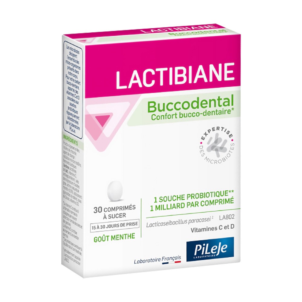 PiLeJe Lactibiane Buccodental (Probiotyk, Ochrona jamy ustnej, dziąseł i zębów) 30 Tabletek miętowych