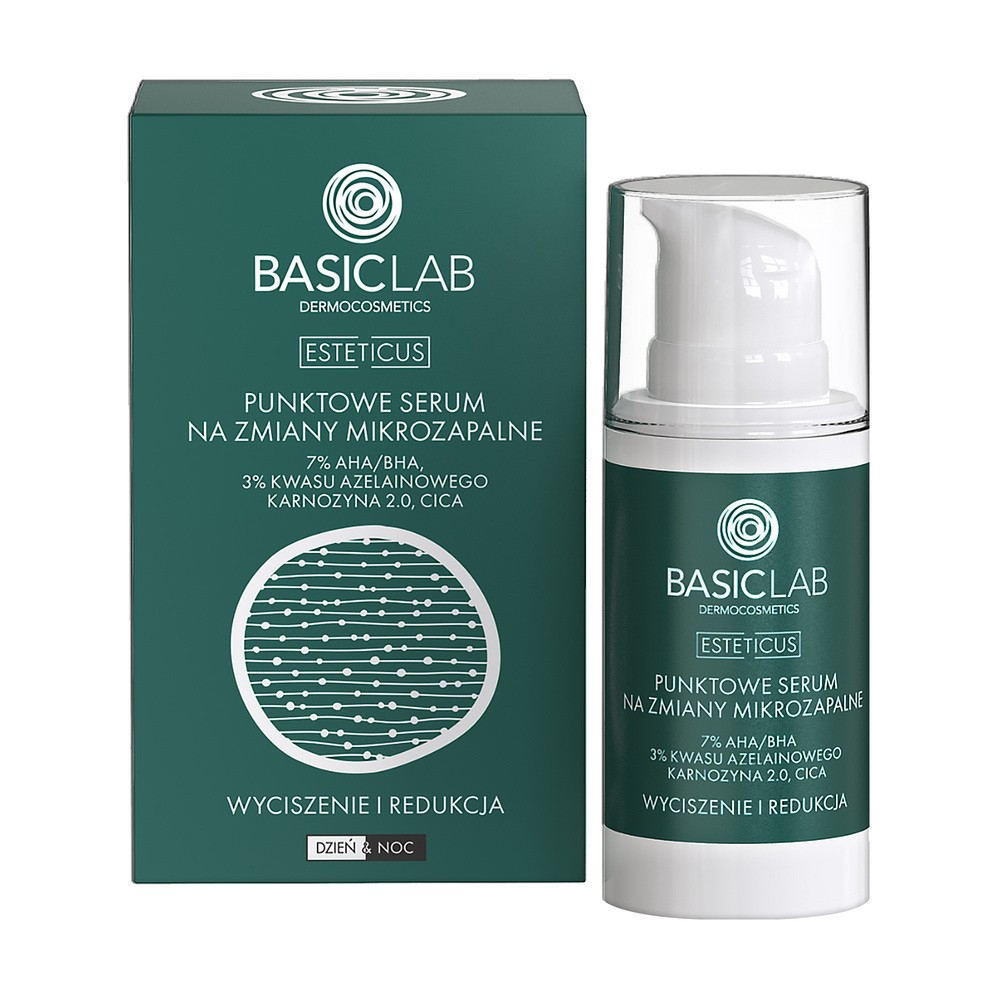 Basiclab Esteticus - Punktowe serum na zmiany mikrozapalne 7% AHA/BHA, 3% kwas azelainowy
