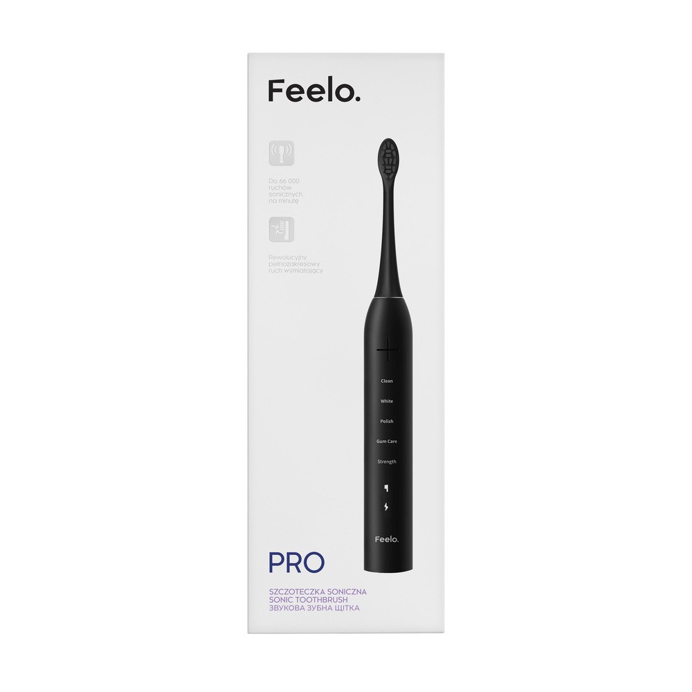 Szczoteczka elektryczna do zębów Feelo Pro Black z etui