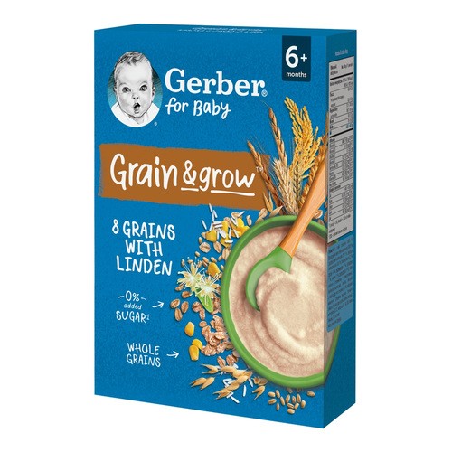 Gerber Grain & grow Kaszka 8 zbóż z lipą po 6 miesiącu 200 g
