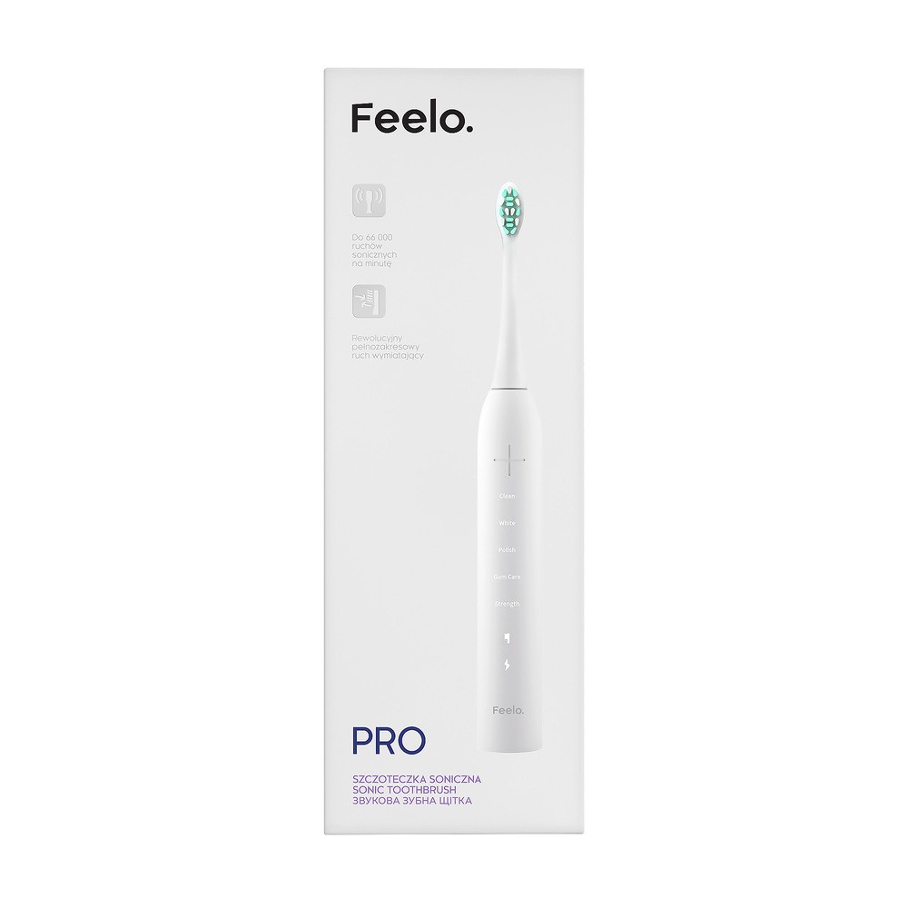 Szczoteczka elektryczna do zębów Feelo Pro White z etui