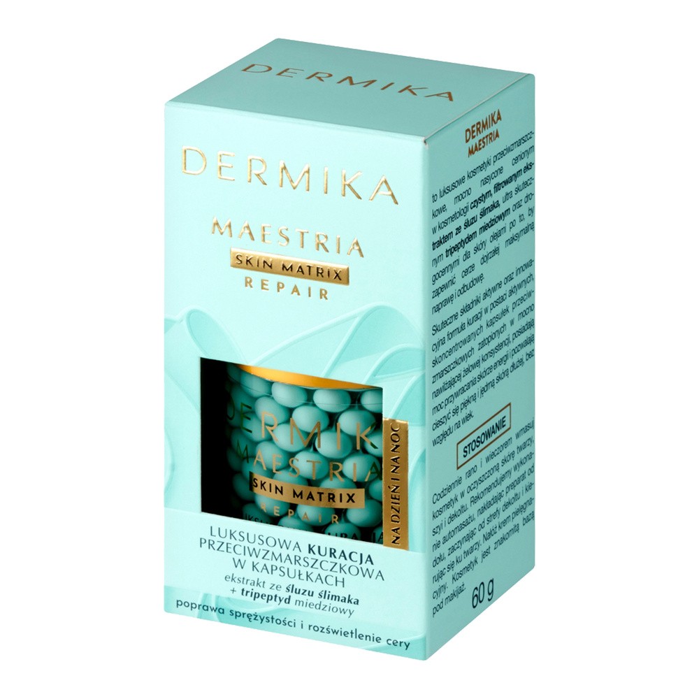 DERMIKA Maestria Skin Matrix Repair Luksusowa Kuracja przeciwzmarszczkowa w kapsułkach z ekstraktem ze śluzu ślimaka na dzień i noc 60g