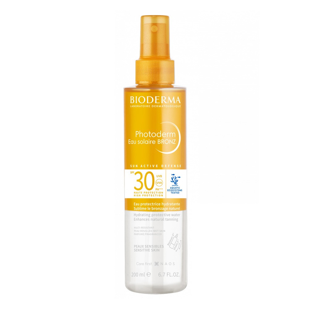 Bioderma Photoderm Bronz Spray SPF 30 Nawilżająca dwufazowa woda, 200 ml
