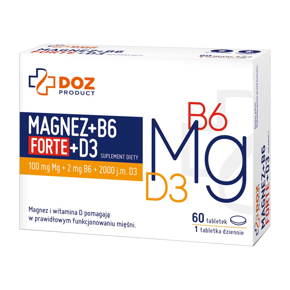 DOZ Product Magnez + B6 Forte + D3, tabletki powlekane, 60 szt.