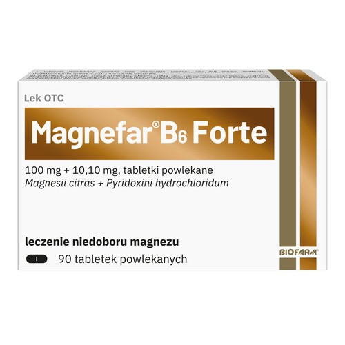 Magnefar B6 Forte, tabletki powlekane, 90 sztuk