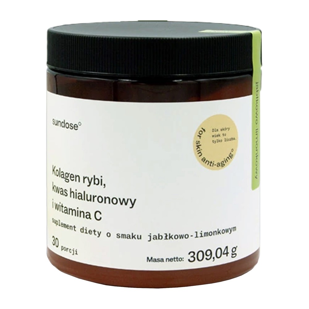 Sundose For Skin Anti-Aging Kolagen rybi, Jabłkowo-Limonkowy