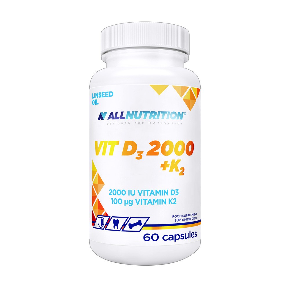 Allnutrition Vit D3 + K2, witamina D 2000 j.m. + witamina K 100 µg, 60 kapsułek