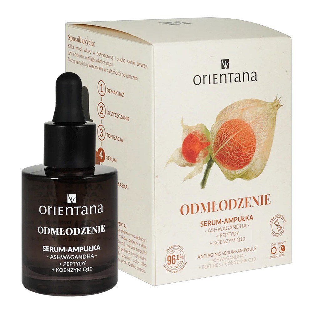 Orientana ampułka serum odmładzające Ashwagandha Peptydy Koenzym Q10 30ml
