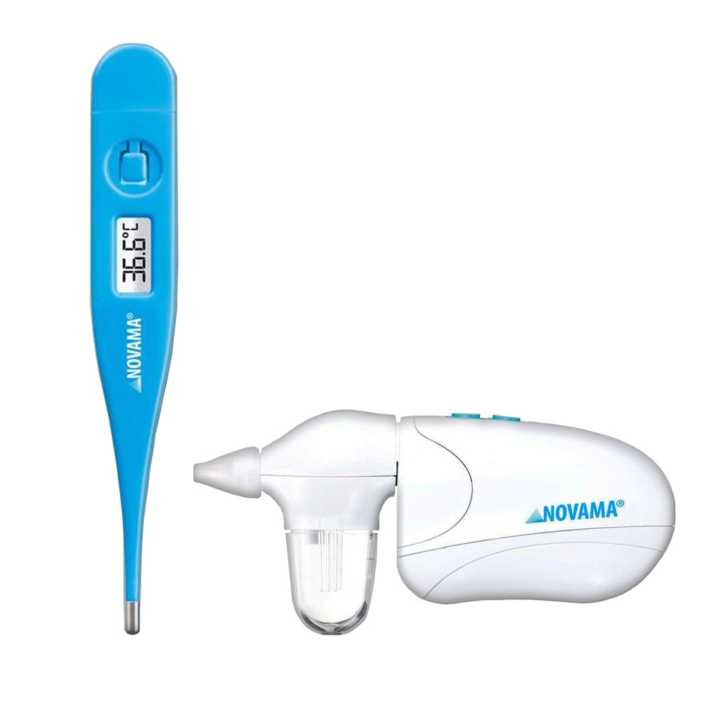 Zestaw Novama White K, elektroniczny aspirator do nosa dla dzieci + Delta, termometr elektroniczny