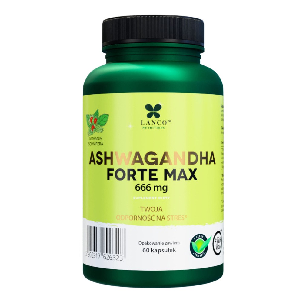 666mg Ashwagandha FORTE MAX - Maksymalna dawka - 60 KAPSUŁEK