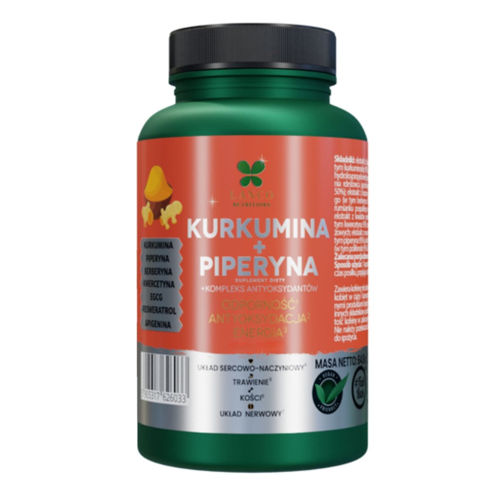 Lanco Nutrition, Kurkumina Z Piperyną I Kompleks Antyoksydantów, 60 Kaps.