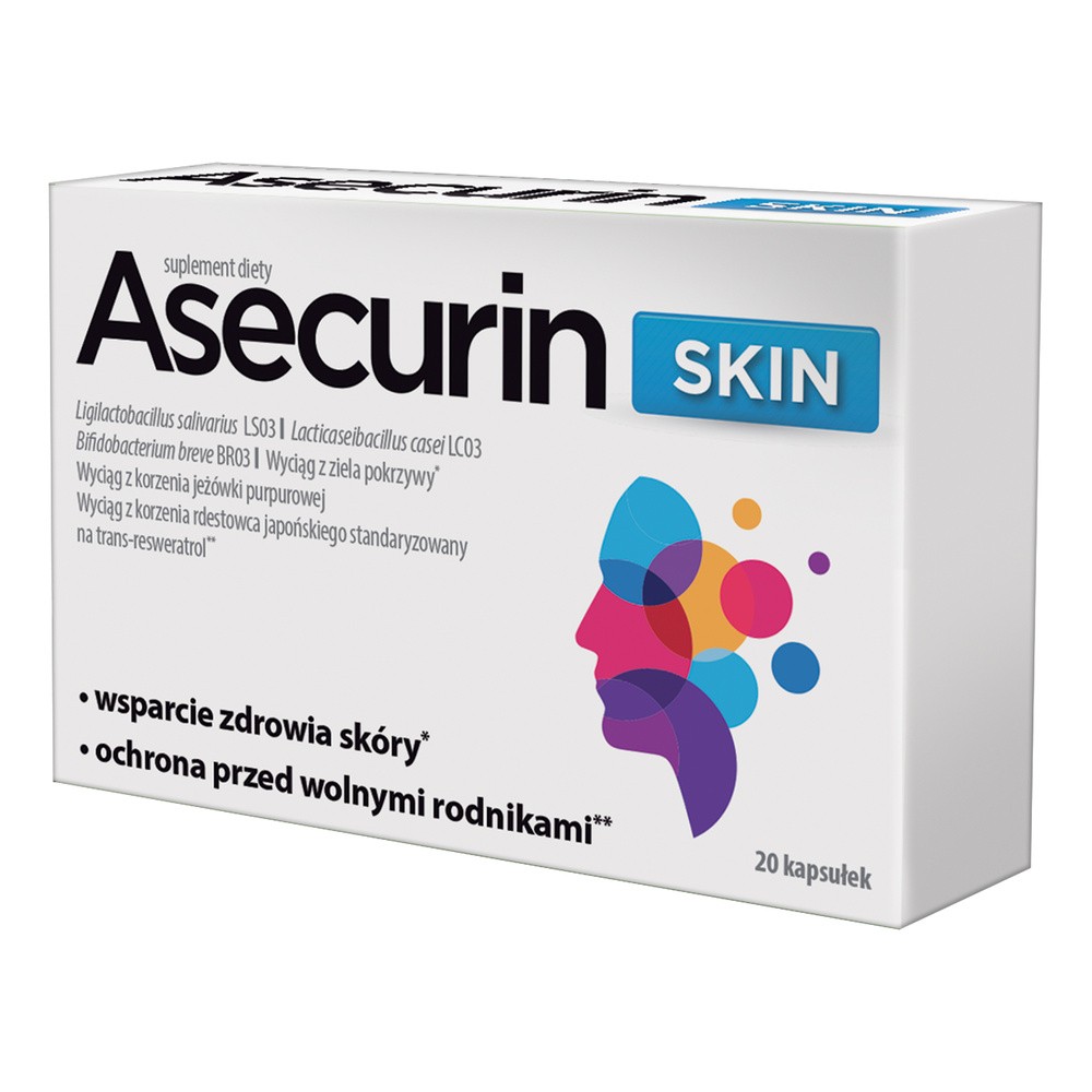 Suplement diety, Asecurin Skin na skórę, 20kaps.