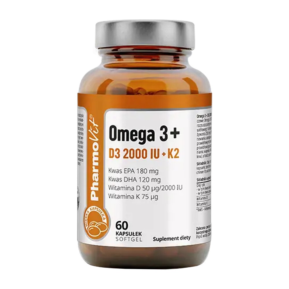 Pharmovit Omega 3 + D3 2000 IU + K2 suplement diety 60 kaps.