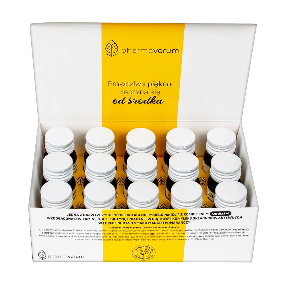 Beautyllagen Shot, smak mango i pomarańcza, 30 ml x 15 sztuk