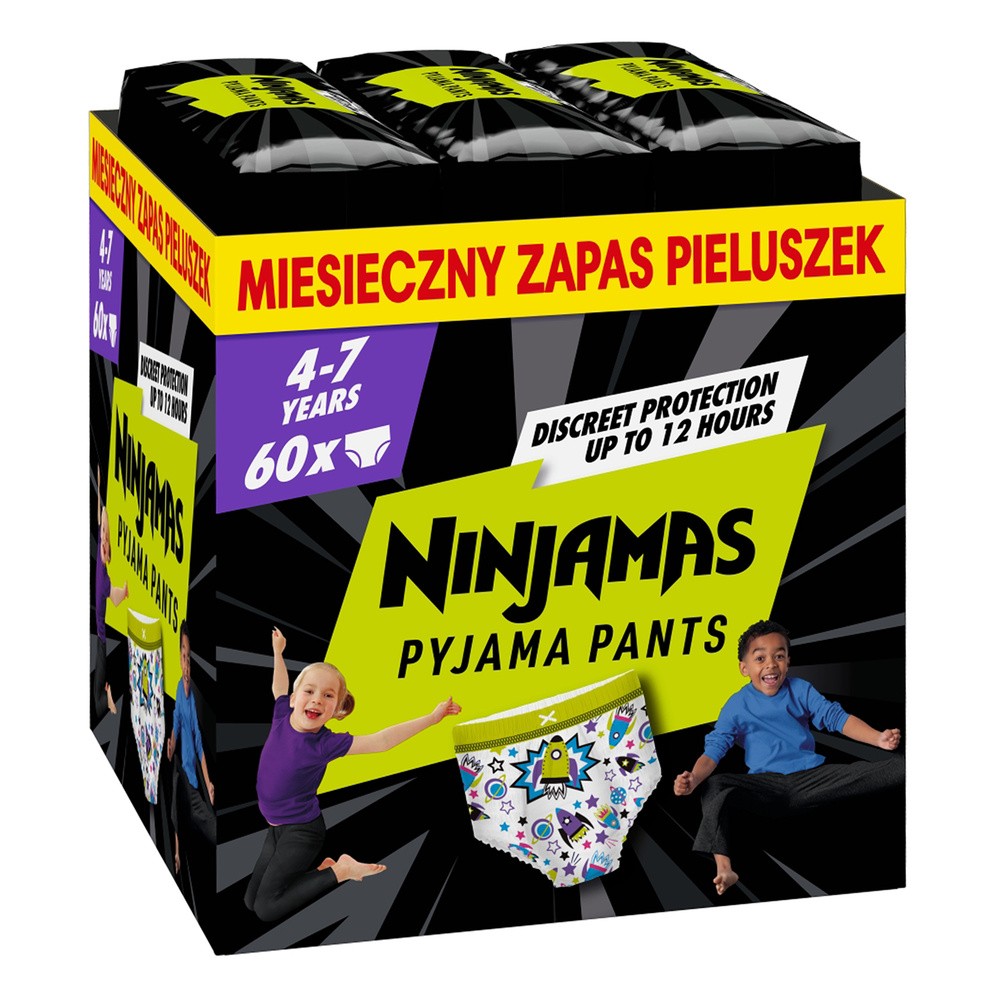 Pampers Ninjamas Chłopiec Pieluchomajtki, 60 par pieluchomajtek 7 lat