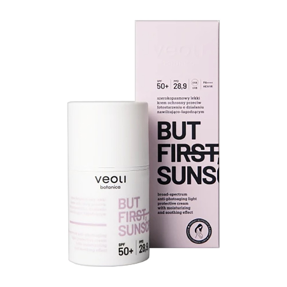 Veoli Botanica, But First Sunscreen, Lekki Nawilżająco-łagodzący Krem Ochronny Przeciw Fotostarzeniu, 50 Ml