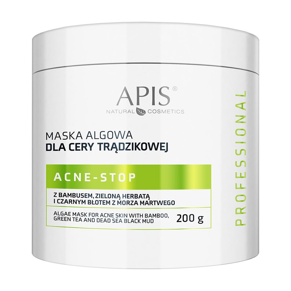 Apis Acne - Stop Maska Algowa dla Cery Trądzikowej z Bambusem, Zieloną Herbatą i Czarnym Błotem, 200g