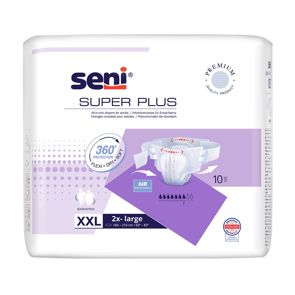 Seni Super Plus, pieluchomajtki, 2X-Large, 160-210 cm, 10 sztuk