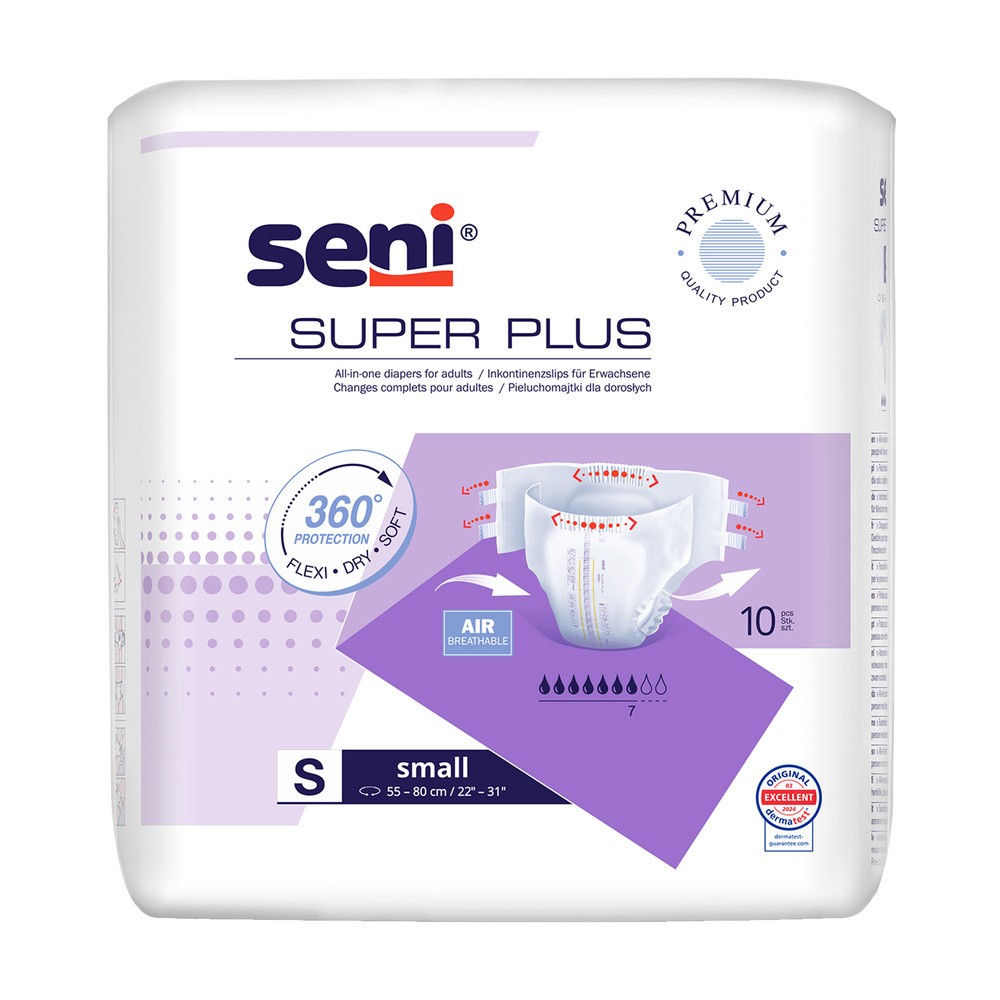 Seni Super Plus, pieluchomajtki, Small, 55-80 cm, 10 sztuk